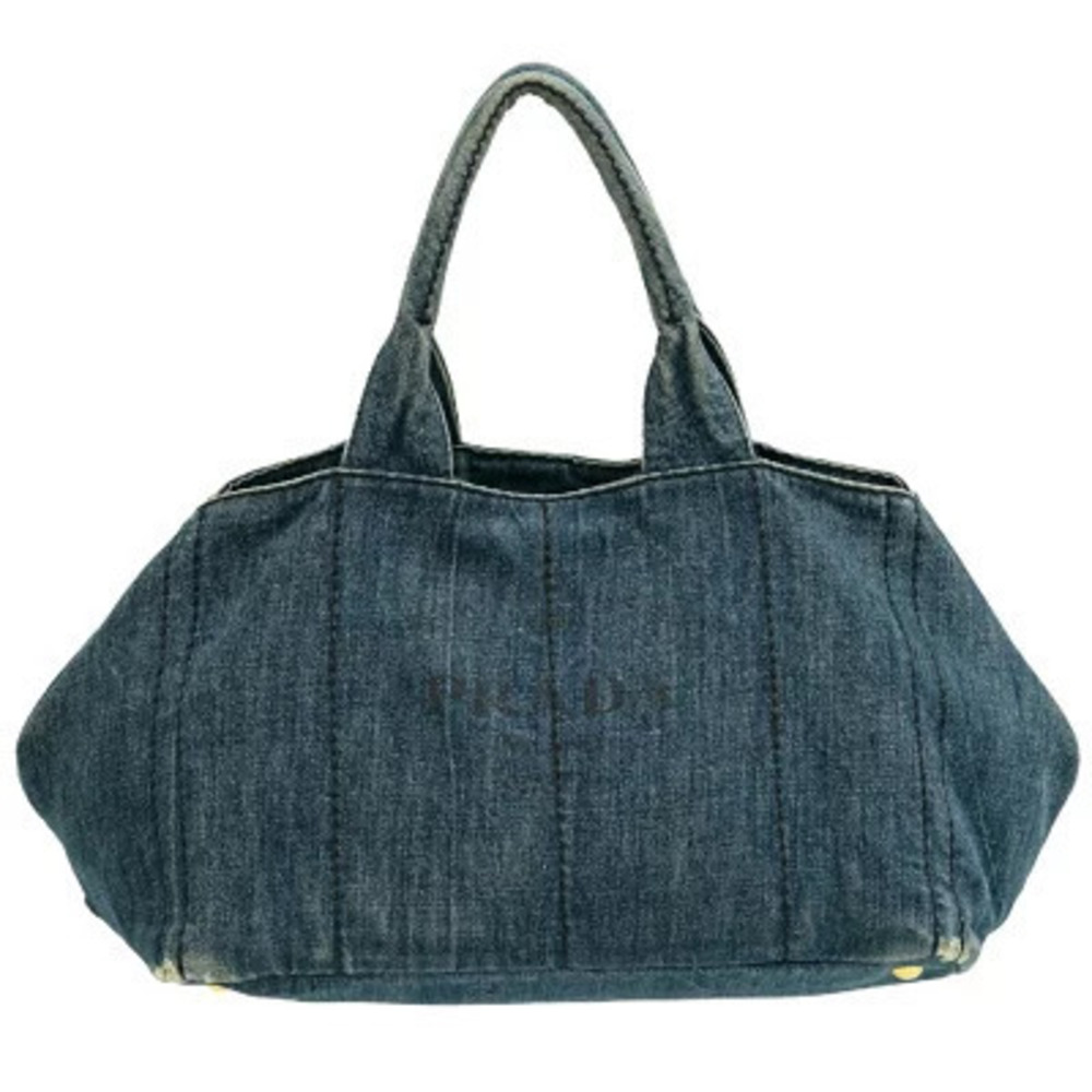 Prada Canapa Denim Tote Bag Blue